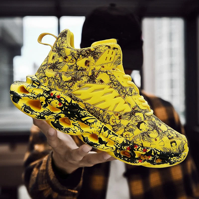 Sneakers Men Graffiti Print Breathable Running Sports Shoes Thick Sole Heighten Street Fashion Shoes Size 46 Tenis Masculino