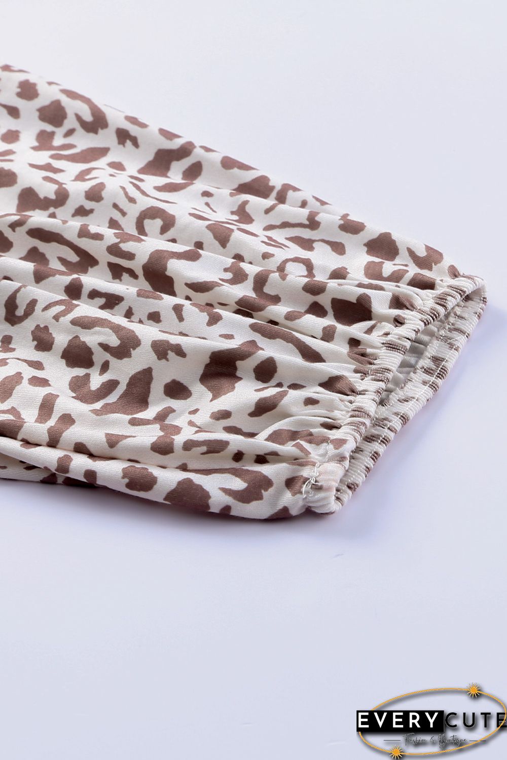 Orange Leopard Colorblock Waffle Knit Top