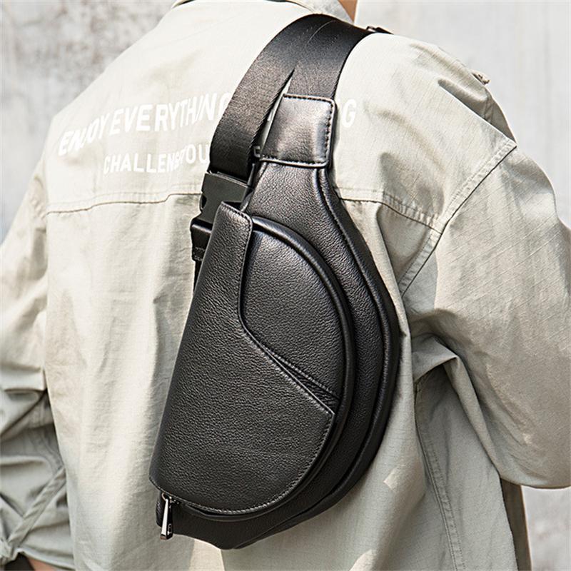 Men's High Quality Crossbody Bag Retro Leather Adjustable Shoulder Strap Waist Bag