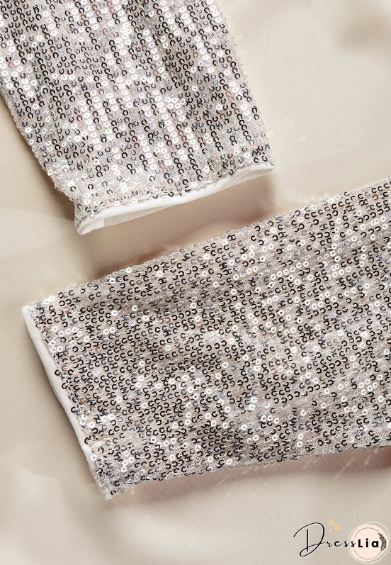 Sequin V-Neck Long Sleeve Blouse