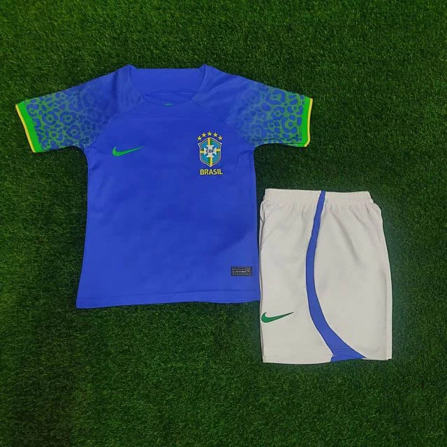 2022 World Cup Brazil Away Soccer Jersey Kids Size