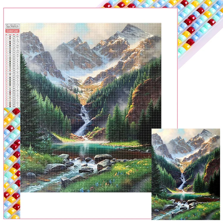Full Square Diamond Painting - Mountain Stream 50*60CM