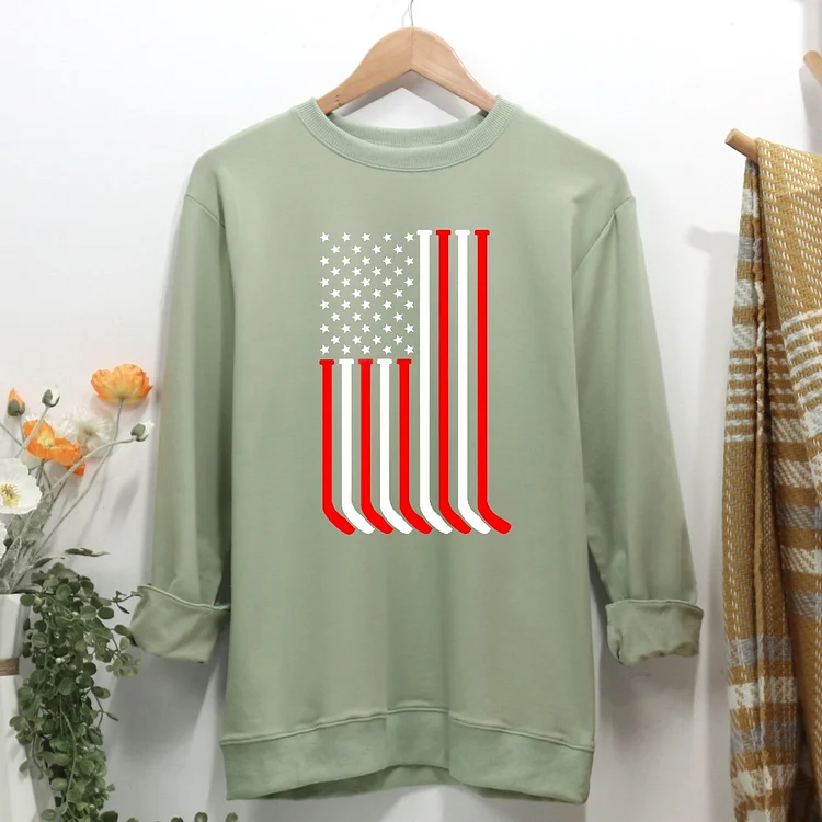 Ice Hockey US Flag Women Casual Sweatshirt