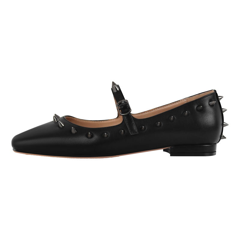 Statement Rivet Mary Jane Square Toe Flats
