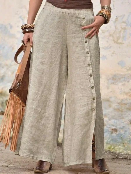 Women's  Cotton And Linen Casual Pants