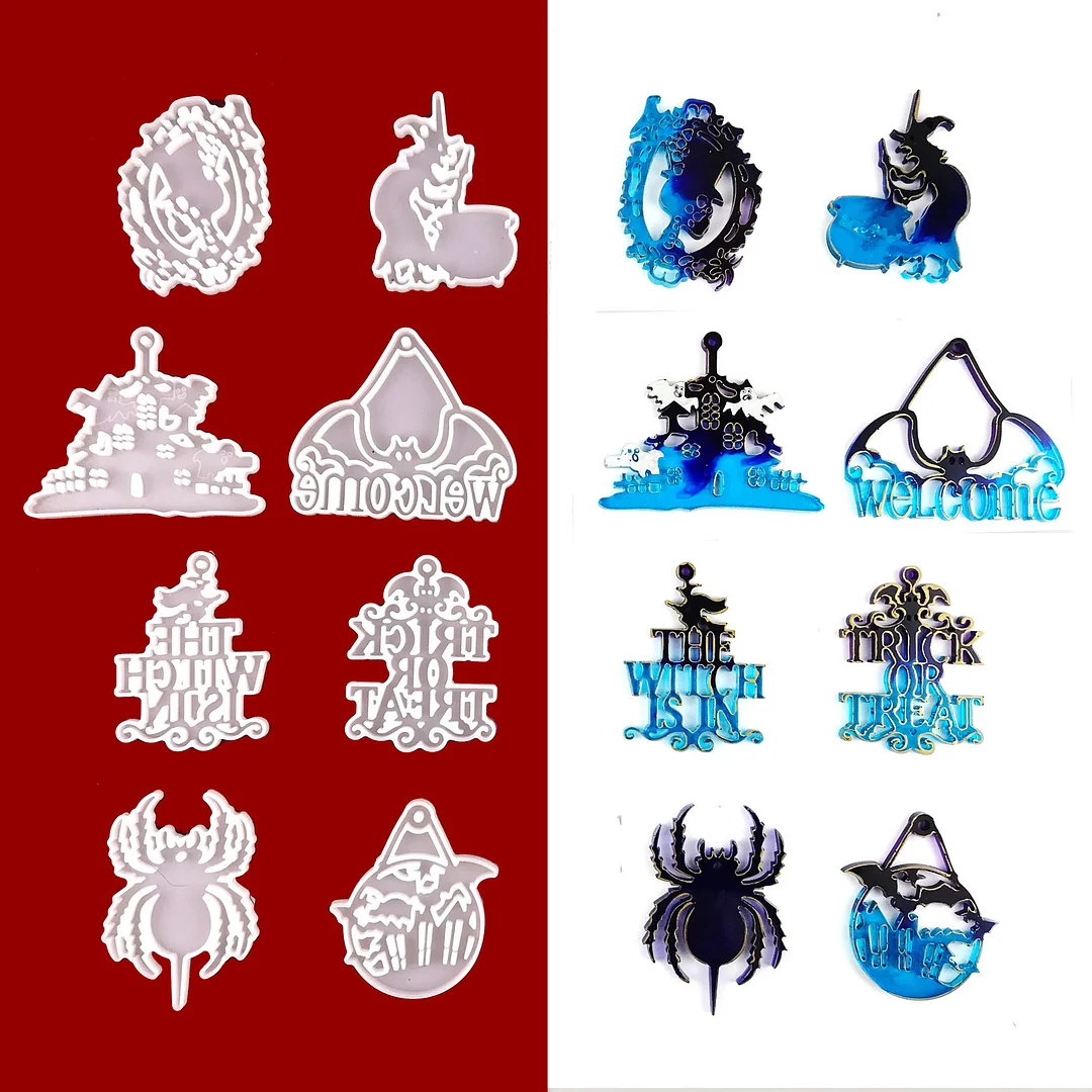 8Pcs Resin Keychain Mold Set for Halloween