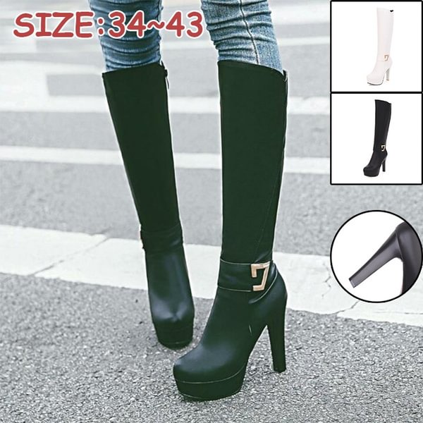 2020 Big Size Winter Shoes Woman Fashion High Heels Knee-high Boots Platform Party Women's Shoes - Shop Trendy Women's Clothing | LoverChic