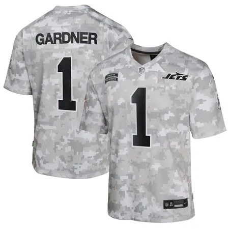 Youth New York Jets Sauce Gardner  Arctic Camo 2024 Salute to Service Game Jersey
