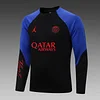 2022/2023 Psg Paris Saint-Germain Half-Pull Training Suit Black-Blue Sleeve Set love fball