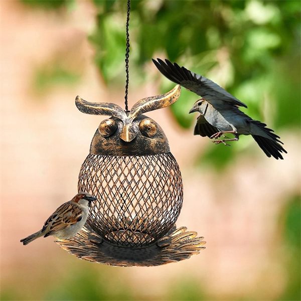Vintage Iron Owl Bird Seed Feeder