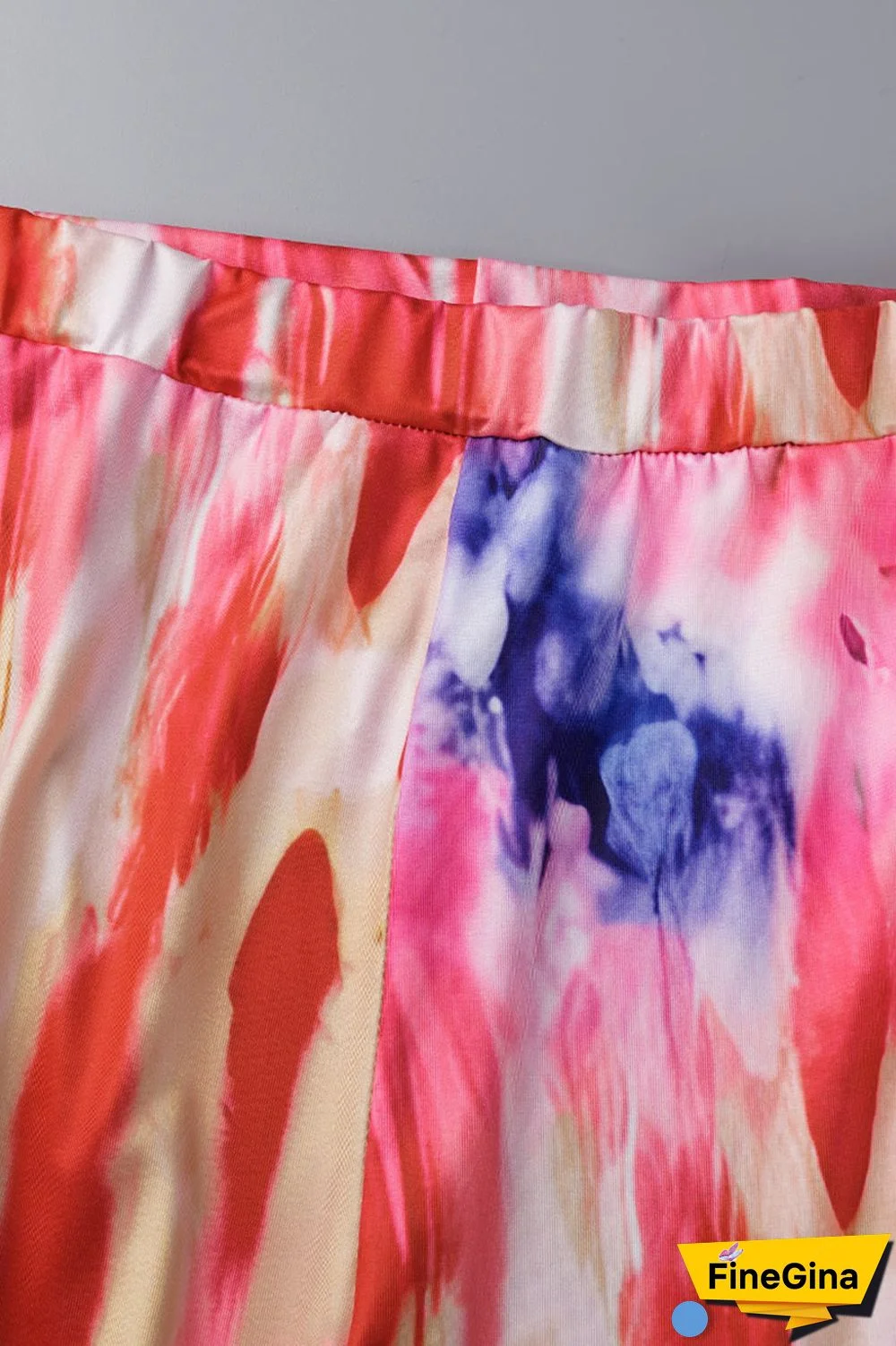 Red Casual Print Basic O Neck Short Sleeve Two Pieces