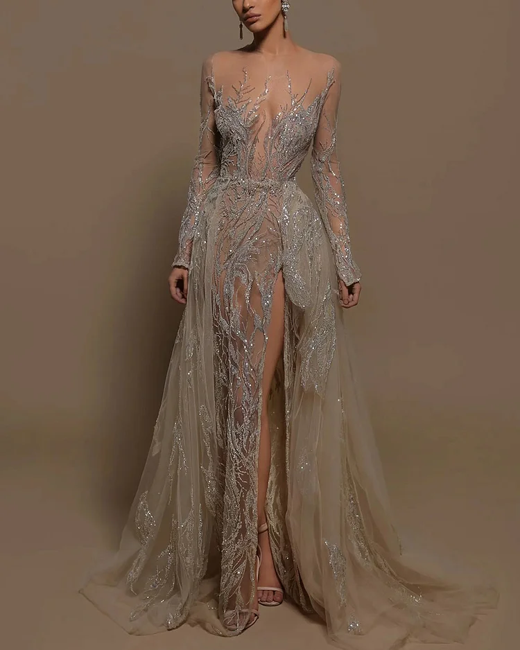 Luxurious Embroidered Sequin Gown