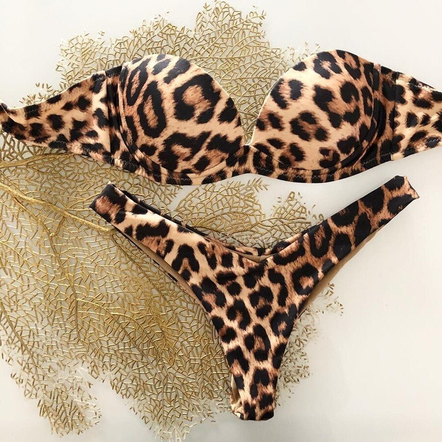 Bikini Swimwear Women Swimsuit  Leopard Brazilian Bikini Set Push Up Bathing Suit Female Summer Beach Wear Biquini