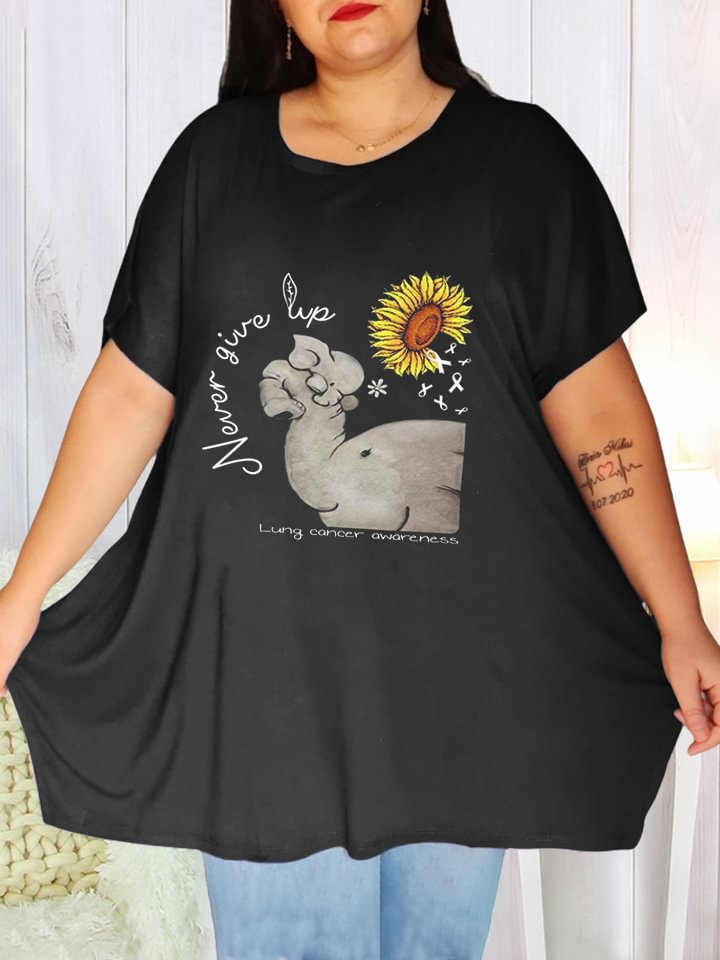 Crew Neck Sunflower Print Women's T-Shirt