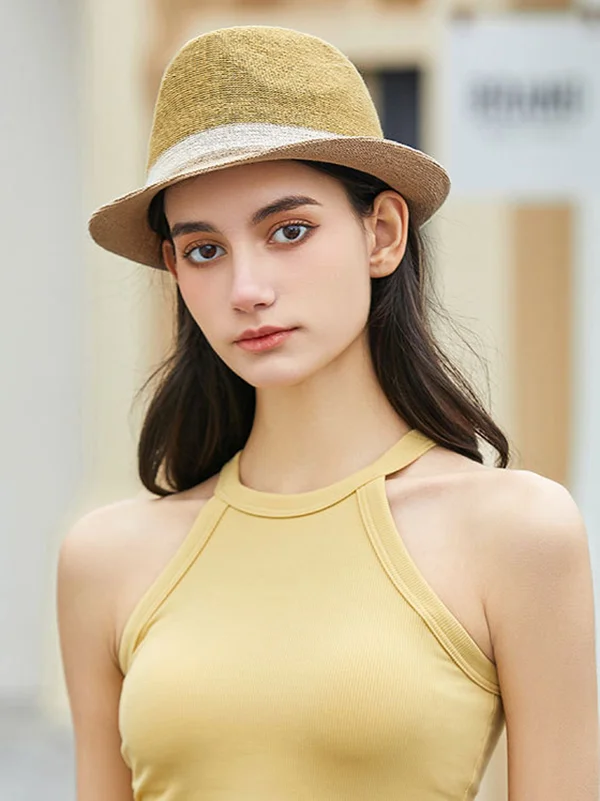 Woven Contrast Color Sun-Protection Hats&Caps