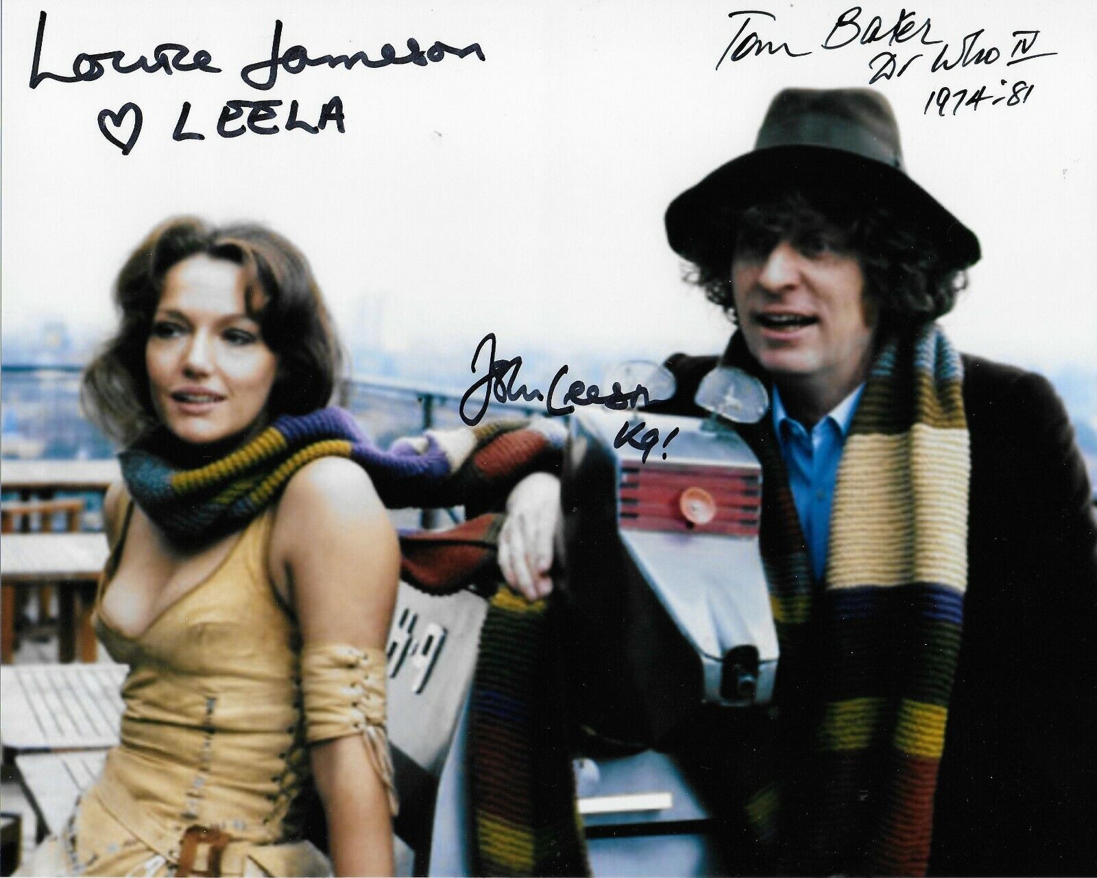 Tom Baker Louise Jameson John Leeson Dr. Who Original Signed 8x10 Photo Poster painting