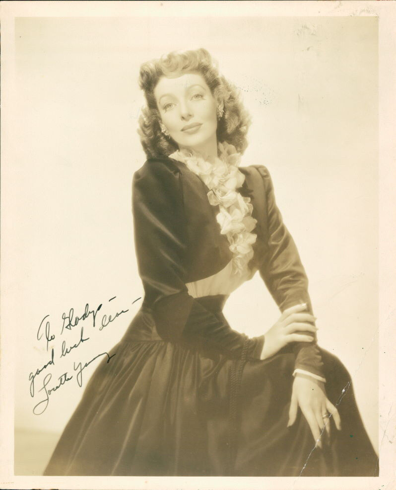 Loretta Young (Vintage, Inscribed) signed Photo Poster painting COA