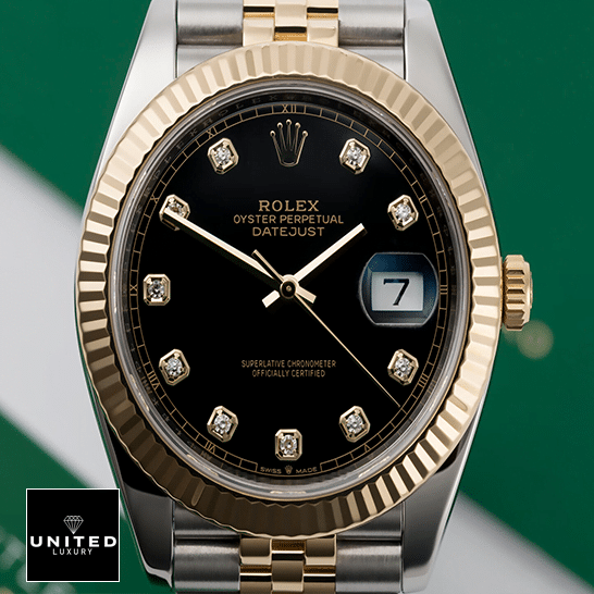 Rolex Datejust 12633BKDJ Yellow Gold Fluted Bezel Black Dial Replica