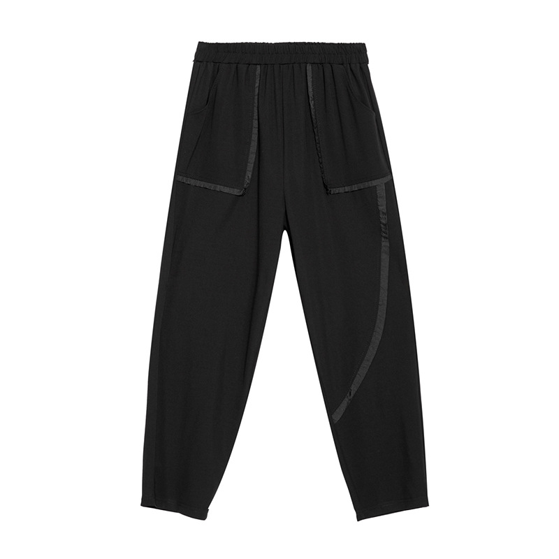 Dark Style Splicing Elastic Waist Harem Pants