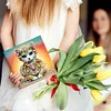 6Pcs DIY Wolf Owl Lion Diamond Painting Greeting Card 