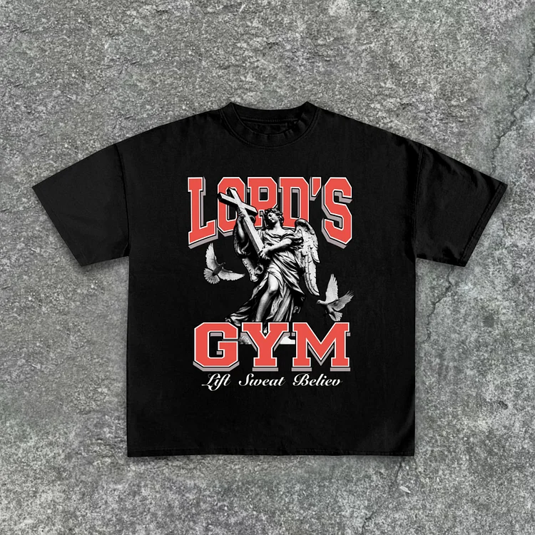 Jesus, God, Gospel, Sports, Letters - Lord's Gym - Printed Pattern Cotton T-Shirt