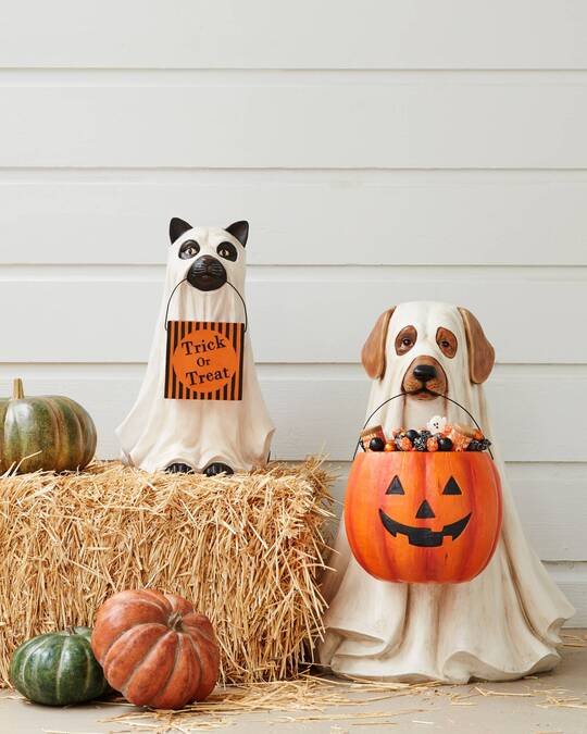Halloween Outdoor Life-Size Ghost Dog Candy Bowl、、sdecorshop