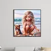 Fille et chien-perceuse ronde peinture diamant-40*40cm
