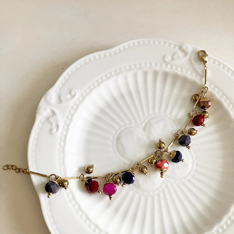 Elegant Streetwear Round 14K Gold Plated 304 Stainless Steel Artificial Crystal Bracelets