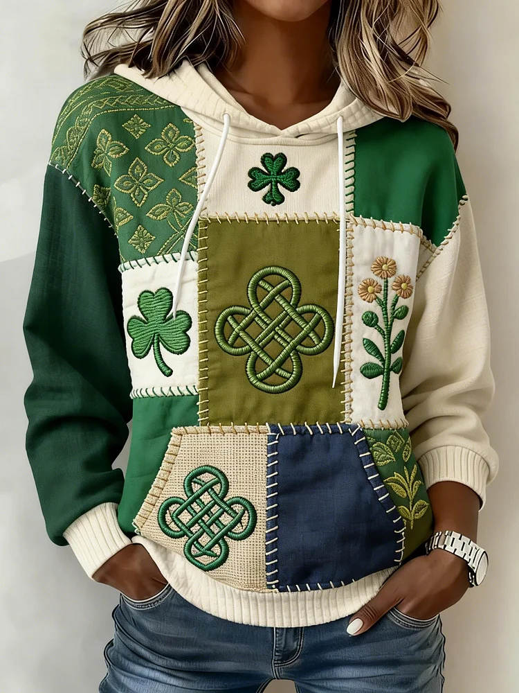 Women's St. Patrick's Day Shamrock Art Print Hoodie 