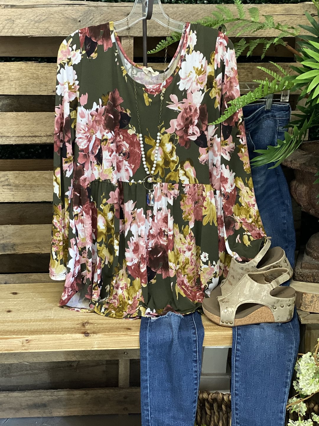 O-neck print top