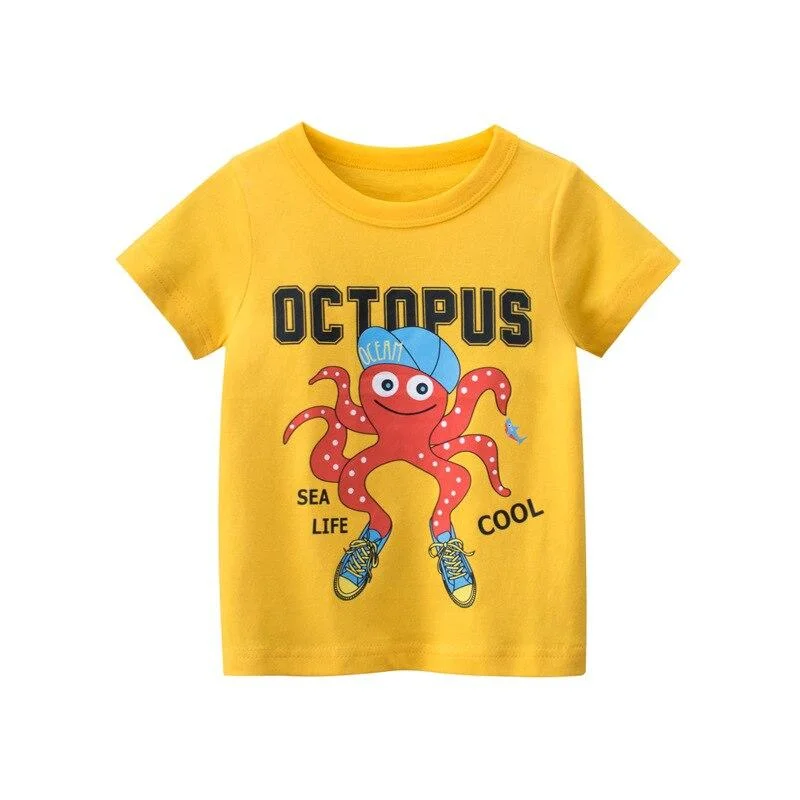 2021 Summer Boys T Shirt Children's Clothing 3-8 Years Baby Boy Short Sleeves Tops Kids Clothes Cartoon Pattern Boys T-Shirt