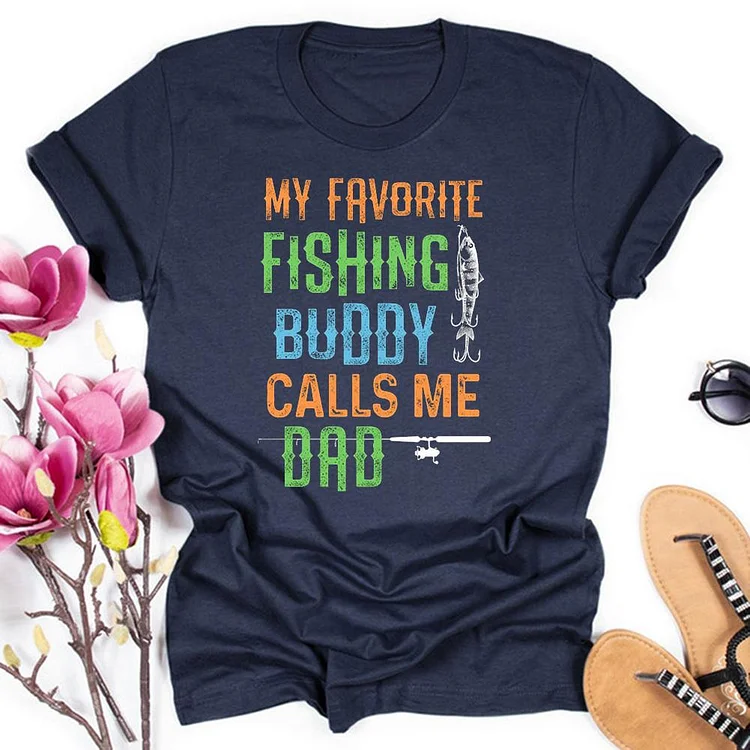 Daddy's Fishing Buddy T-Shirt Tee - 01376-Annaletters