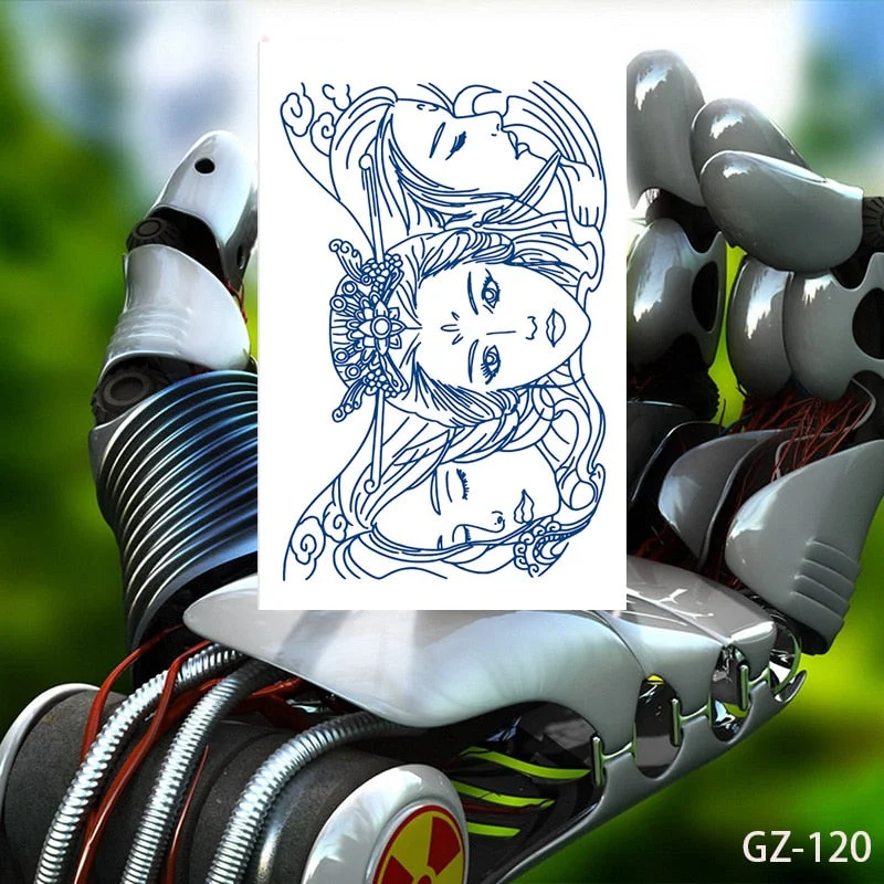 Temporary Waterproof Tattoos Stickers Sexy Mythical Dragon Girl Fox Mask Juice Ink Lasting Arm Back Body Buttocks Fake Tatoo DIY