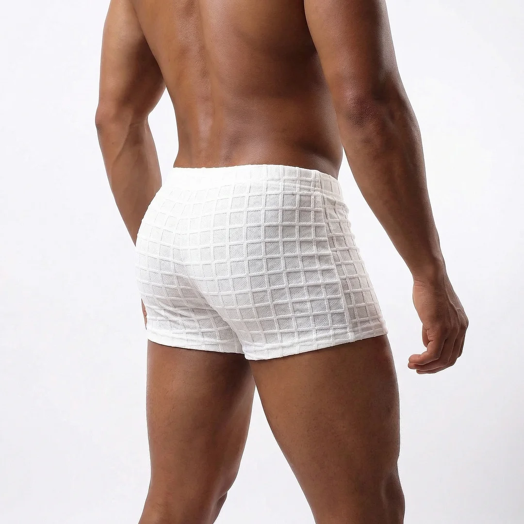 Men's Basic Casual Shorts, Checked Pattern Athletic Shorts-INSPIREUSE