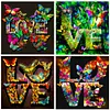 4PCS Diamond Painting -DIY Round Drill Love Butterfly Flower