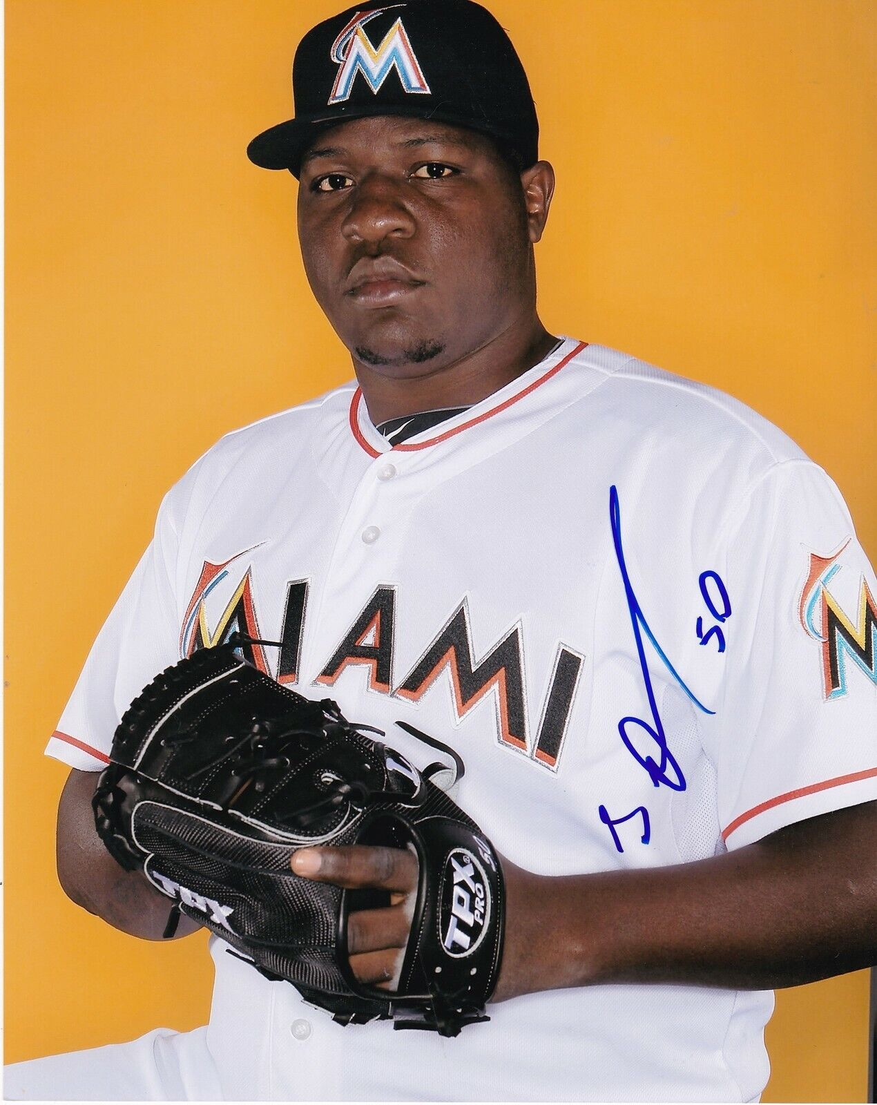 JOSE CEDA MIAMI MARLINS ACTION SIGNED 8x10