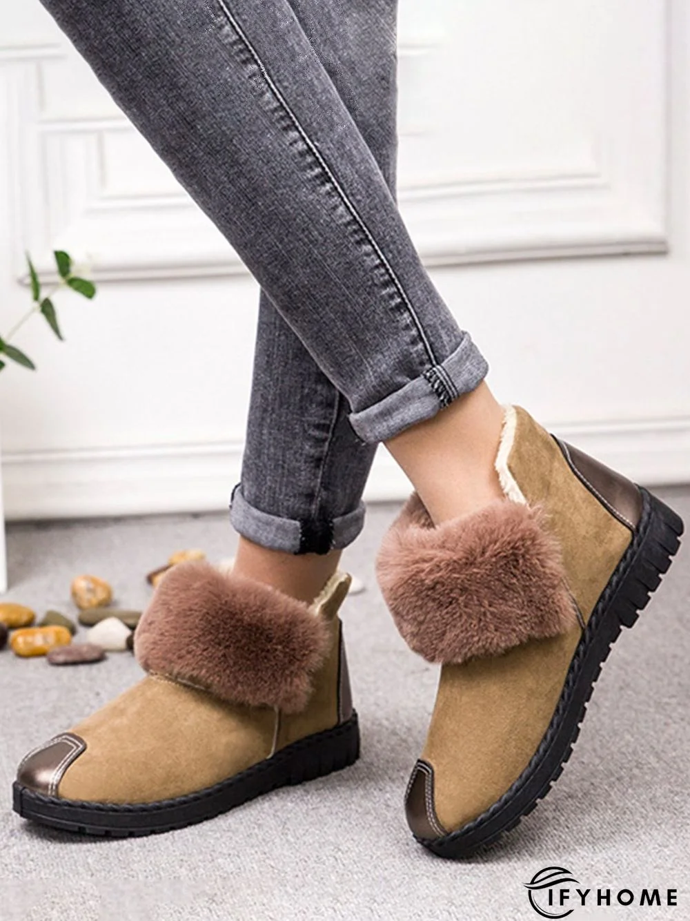 Casual Anti-collision Stitching Plush Warm Snow Boots | IFYHOME