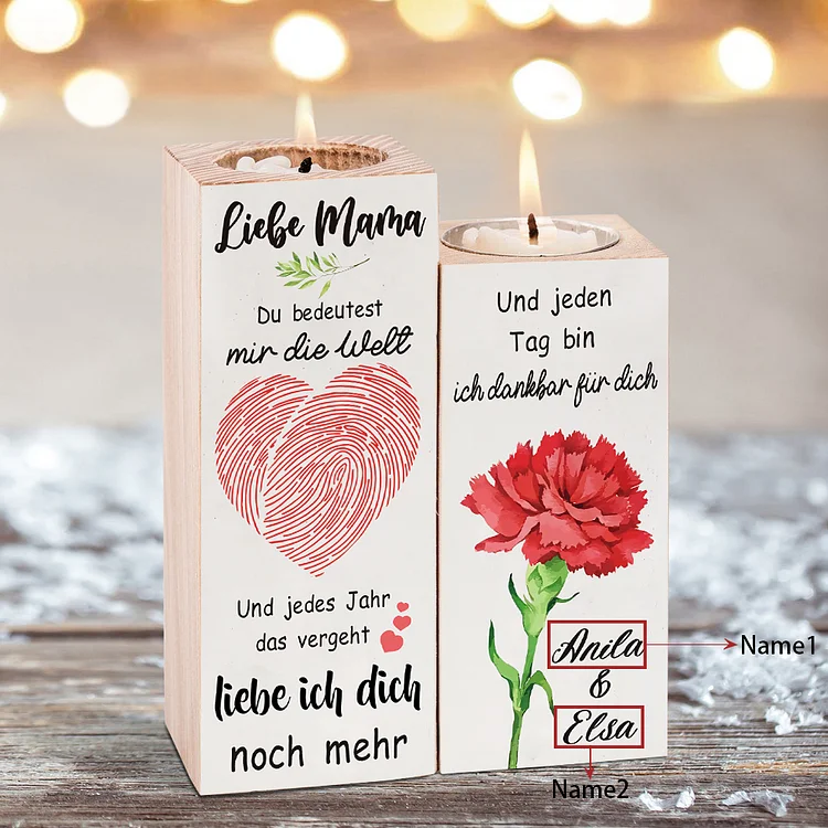 Kettenmachen Personalisierte 2 Namen Kerzenhalter-Liebe Mama Du bedeutest mir die Welt-Geschenk für Mutter