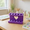 Support de rangement &agrave; d&eacute;coupes en forme de c&oelig;ur 10 fentes, stylo &agrave; peinture multicolore et pince &agrave; pince pour l&rsquo;organisation du bureau de loisirs cr&eacute;