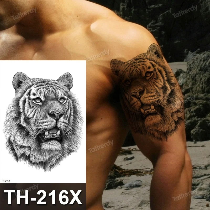 DIY Forest Design Waterproof Fake Temporary Tattoo Wolf Sexy Women Body Art Arm Tattoos Paper For Men Boys Girls Tatoo Large Big
