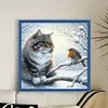 Winter Cat And Bird-11CT Stamped Cross Stitch 40*40cm/15.75*15.75in tapestrymarket