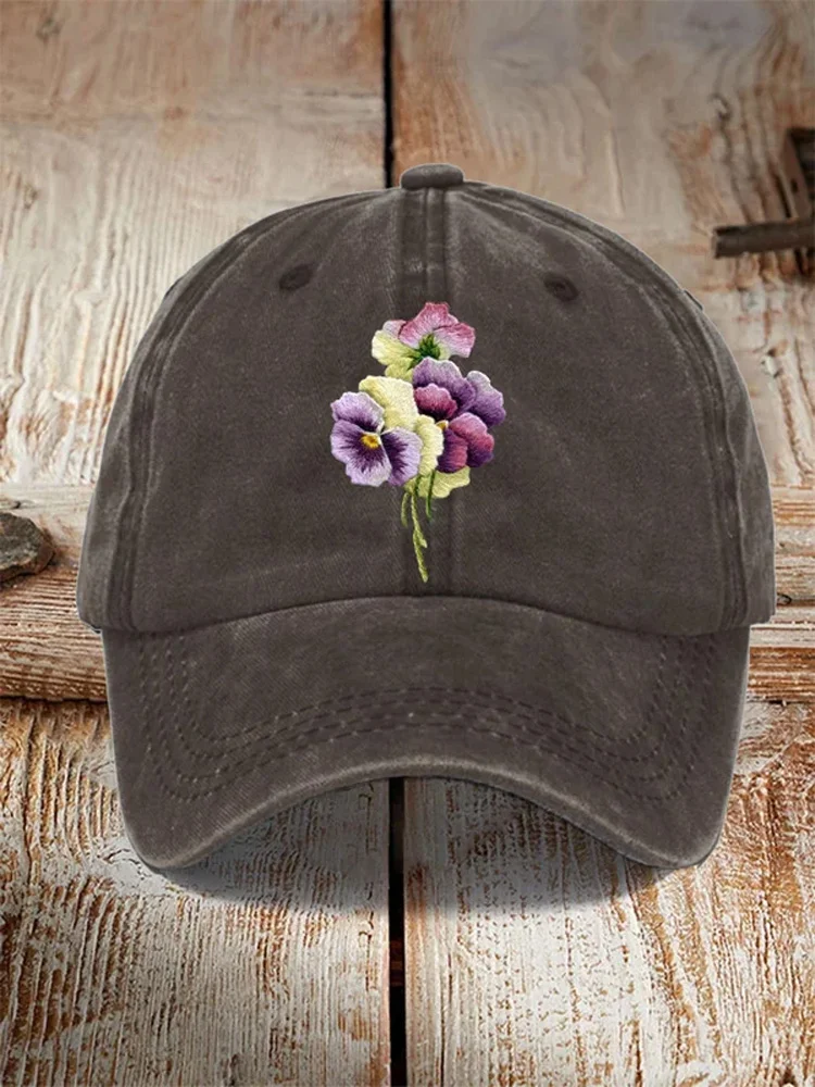 Distressed Washed Cotton Alzheimer's Awareness Printed Hat