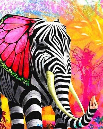 

Elephant In Zebra Skin – Paint By Numbers - 40*50CM, 501 Original
