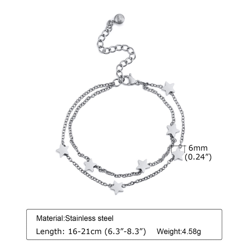 Minimalist Star 201 Stainless Steel Stainless Steel Bracelets In Bulk