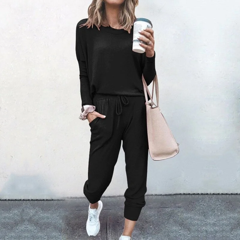 Autumn Winter 2020 New Women's Print Leisure Two Piece Suit Home Loose Sports Fashion Leisure Suit Fashion Top And Pants S-3XL