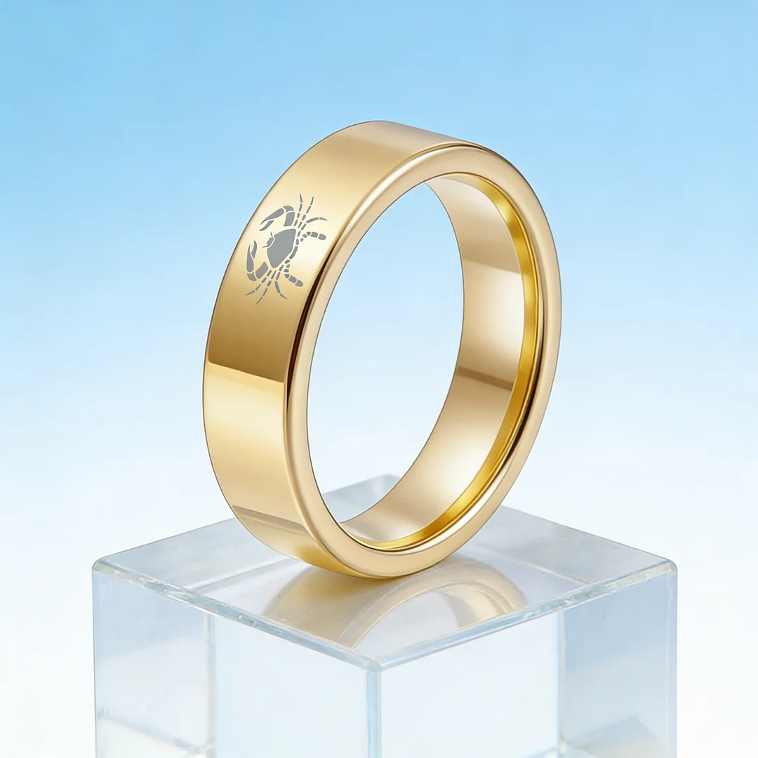 Wedding Fashion Cancer Tungsten Rings and Flat Gold Bands Edge Comfort Fit for Men and Women 4MM 6MM 8MM Width