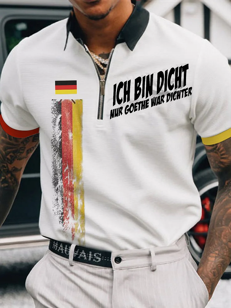 Männer Nur Goethe Krieg Dichter Bedruckt Kurzarm Polo T-Shirt