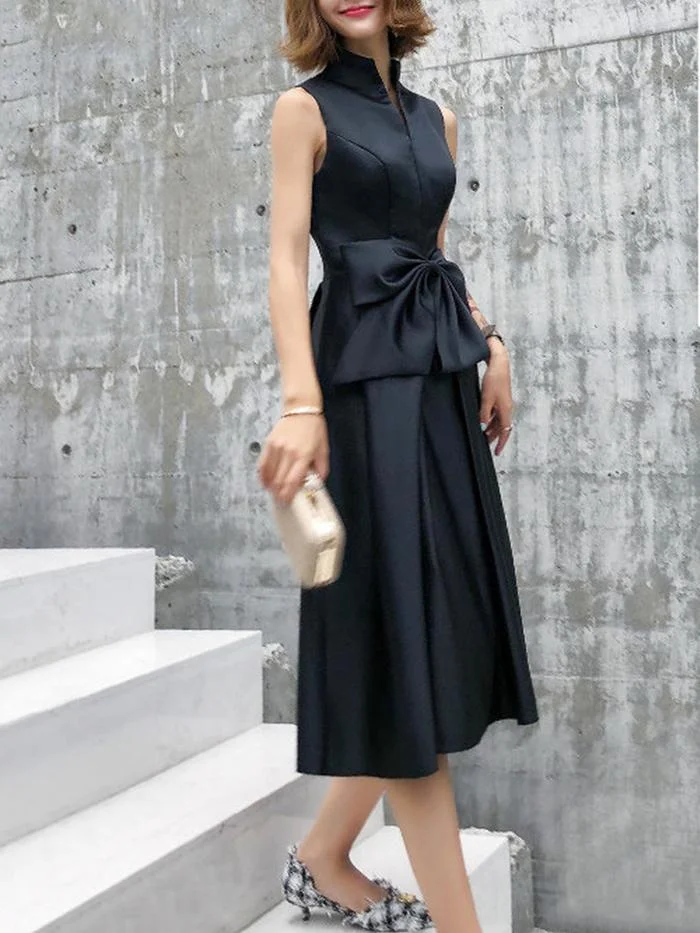 Elegant Bow-knot Mini Dress Dress