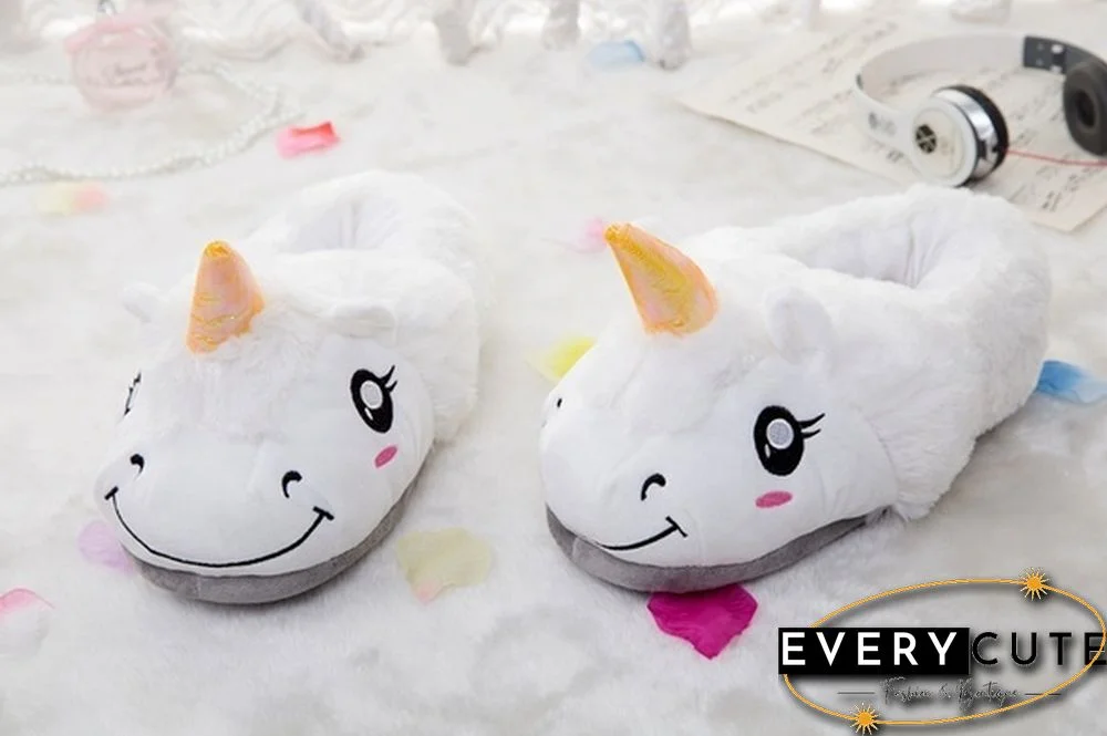 Winter Indoor Slippers Plush Home Shoes Unicorn Slippers For Grown Free Size Home Slippers Shoes Christmas Gift