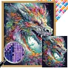 Feuille dragon-partielle ab carr&eacute; peinture diamant-40*50cm